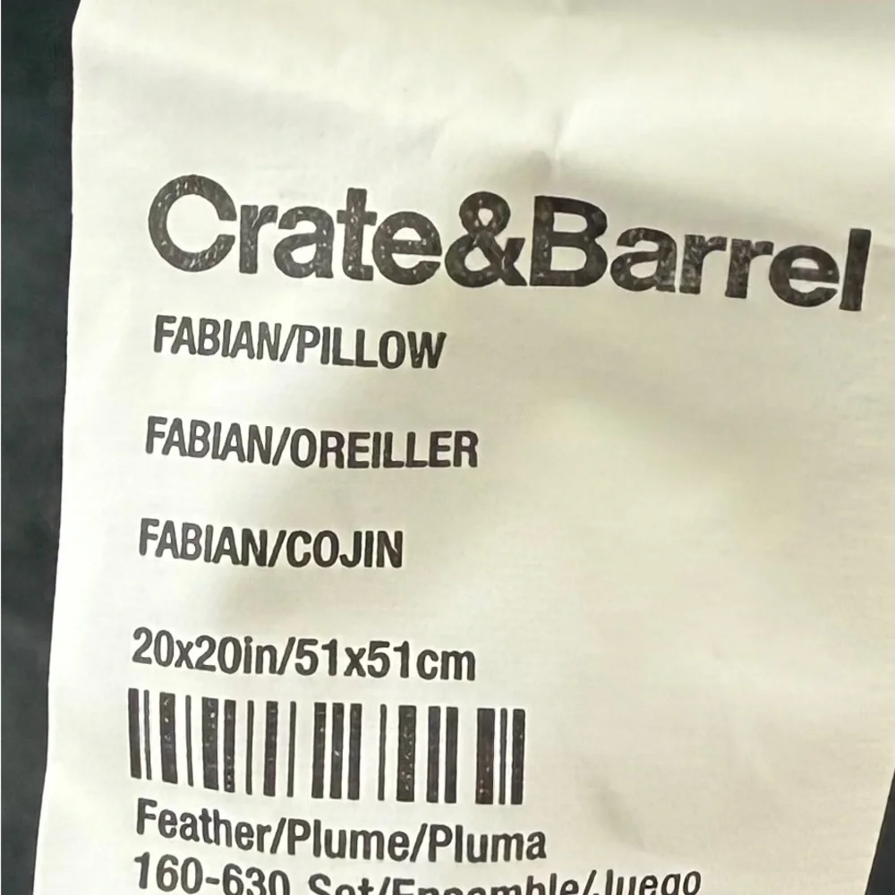 Crate&Barrel-Two Gray/Creams 20”x 20” Embroidered Decorative Pillow Covers